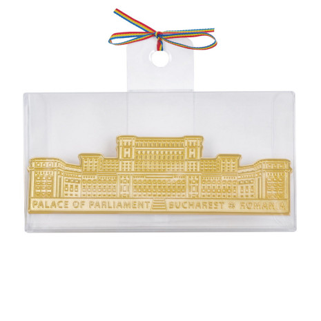 Placheta metalica, Palatul Parlamentului, auriu, MB473 Placheta metalica, Palatul Parlamentului, auriu, MB473