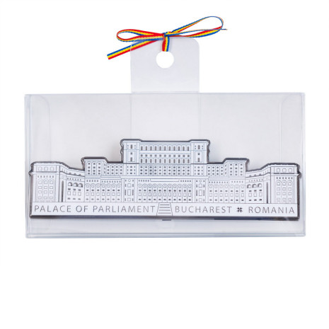 Placheta metalica, Palatul Parlamentului, alb, MB474 Placheta metalica, Palatul Parlamentului, alb, MB474