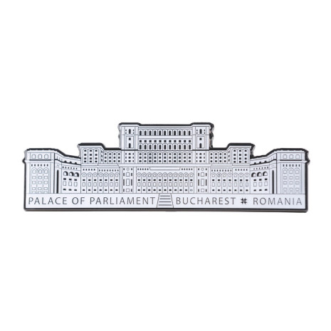 Placheta metalica, Palatul Parlamentului, alb, MB474 Placheta metalica, Palatul Parlamentului, alb, MB474