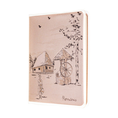 Agenda nedatata de buzunar, Satul romanesc, foi albe, 7 x 10,3 cm, 120 pg, coperta transparenta, MB257 B3