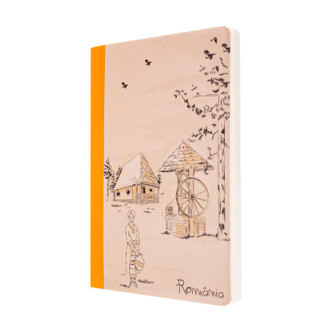 Agenda nedatata, Satul romanesc, cotor galben, foi albe, 10 x 14,5 cm, 144 pg, MB257 Y2